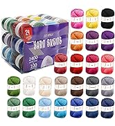 Hearth & Harbor Soft Yarn 2400 Yards (24x50g), Acrylic Yarn for Crocheting & Knitting, 24 Vivid C...