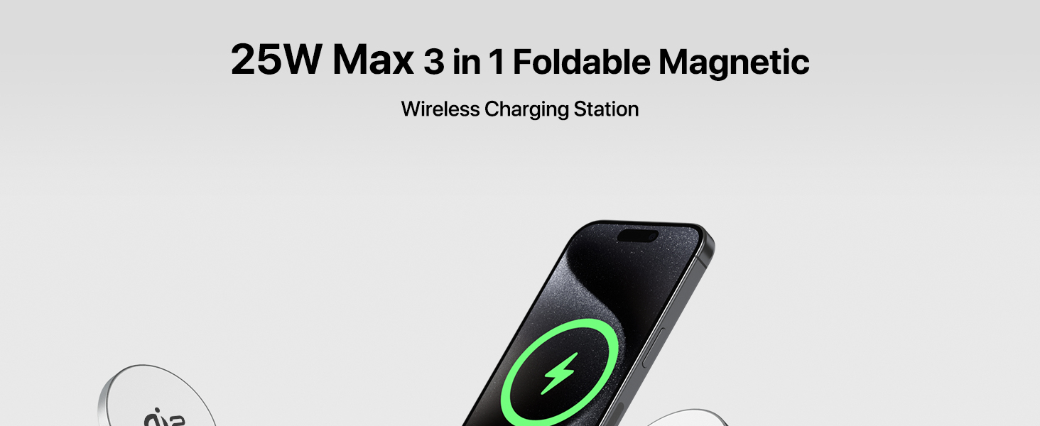 25w 3 in 1 magnetic wireless charging station