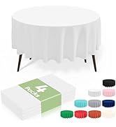 misaya 4 Packs Disposable Plastic Table Cloth, 84" Round Waterproof Tablecloth, Leakproof & Sturd...