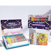 WRITECH Retractable Highlighters Assorted Colors: 18ct Aesthetic Highlighter Markers with Gift Ca...