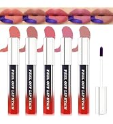 AWCCXMYM 5PCS Peel Off Lip Stain Long-Lasting Lip Stain Peel Off Matte Lip Liner Stain Waterproof...