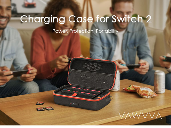 Nintendo switch 2 charging travel case carrying battery charger wireless cordless bag