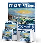 Halobios 6 Packs Stretched Canvases for Painting with 4x4in, 5x7in, 11x14in Canvas, Blank Canvase...