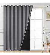 Yakamok 100% Blackout Thermal Insulated Grommet Curtains, Noise Reducing Barrier Panel for Slidin...