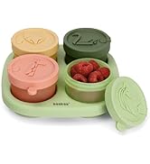 Haakaa Silicone Baby Food Containers, 4oz/120ml Baby Food Jars with Leakproof Lids and Tray, Free...