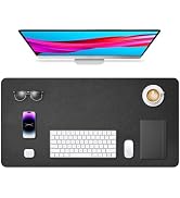 Yuwiiuuo Leather Desk Pad Protector, Office Desk Mat, Large Mouse Pad, Non-Slip PU Leather Desk B...