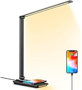 JOSTIC Led Desk lamp with 10W Fast Wireless Charger, Night Lamp, USB Charging Port, 10 Brightness...