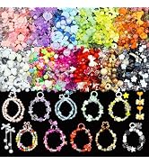 RYKOMO 1000-1080PCS Acrylic Assorted Beads 12 Candy Colors Flower Sweetheart Butterfly Candy Acry...