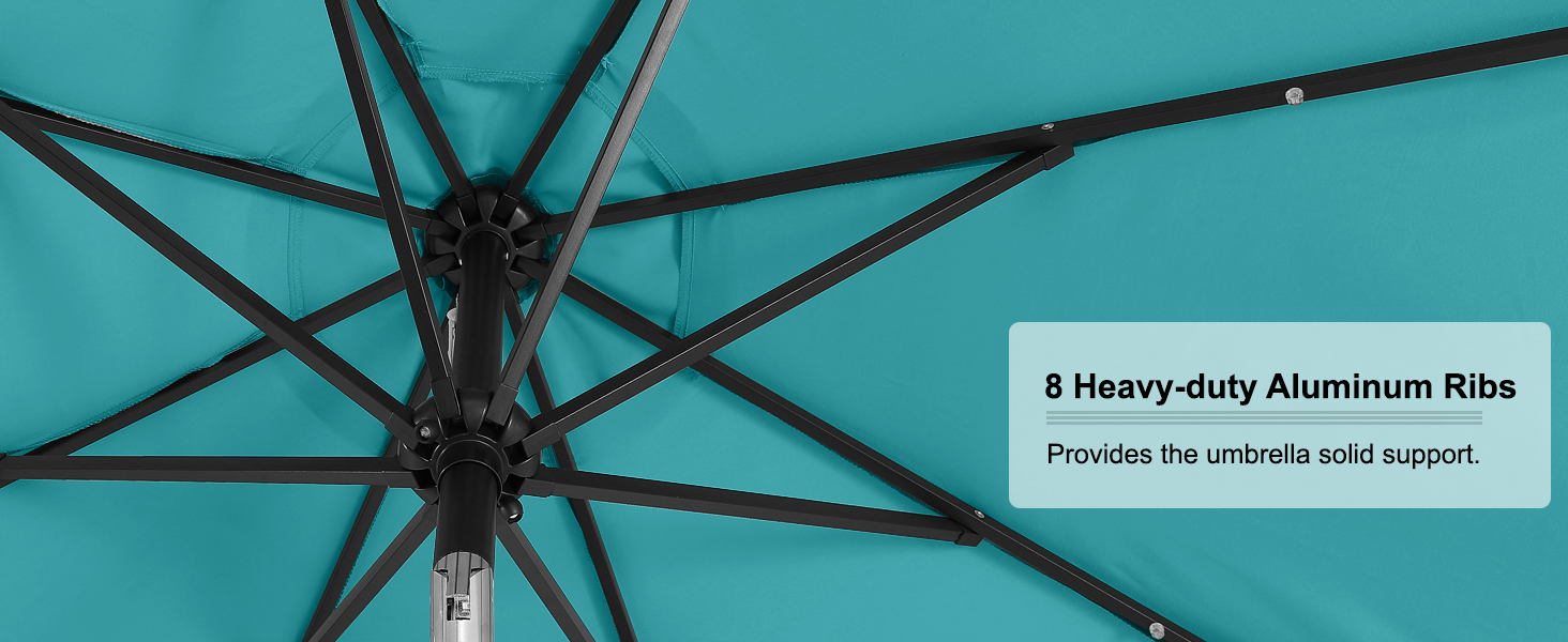 Turquoise Durable Solar Led Patio Umbrellas