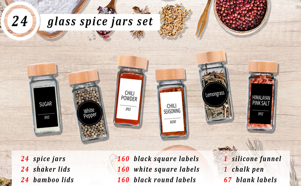 spice jars with bamboo lids