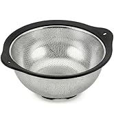304 Stainless Steel Colander 3-Quart, Heavy Duty Metal Strainer with Riveted Handles, Micro-Perfo...