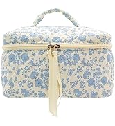 PAZIMIIK Cotton Makeup Bag for Women Large Quilted Travel Cosmetic Case Girls' Make Up Organizer,...