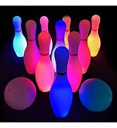 OceanWings Kids Light up Bowling Ball Toys Set,Bowling Pins Toy Game with 10 Pins & 2 Balls Fun S...