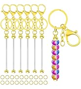 8Pcs Beadable Keychains Bars,DIY Keychains Bars Metal Bead Keychain Removable Beadable Keychain B...
