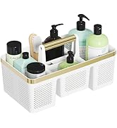 BYUNER Portable Cleaning Caddy & Shower Basket: Hard Plastic Caddy Organizer with Handle, 4 Divid...