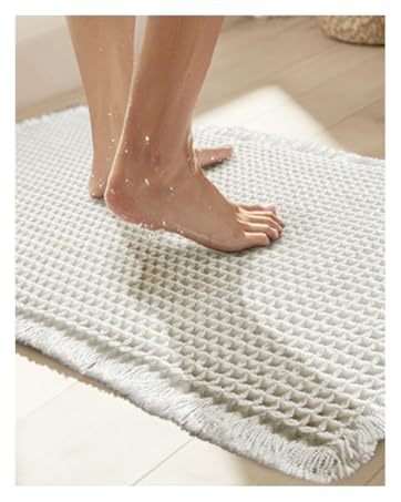 white waffle bath mat