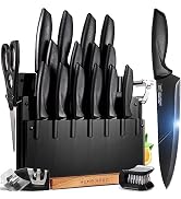 Home Hero 20 Pcs Kitchen Knife Set with Sharpener - High Carbon Stainless Steel Knife Block Set w...