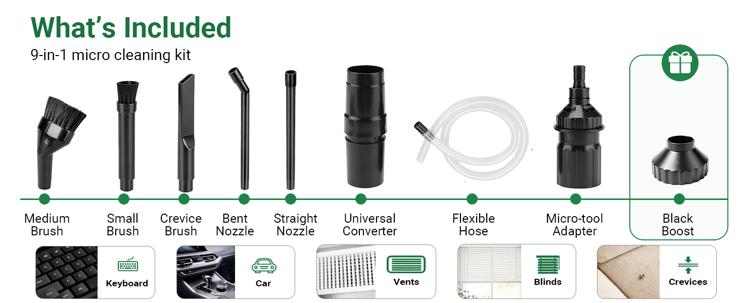 Crevice Attachment Kit for vacuum