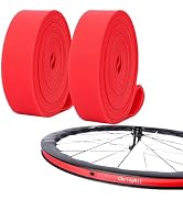 Chrisphil Bicycle Rim Strip Liner for Mountain Bike Tires, Red, Tube Protection