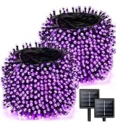 Solar Halloween Lights Outdoor 2 Pack 480 LED Solar String Lights Purple | 170FT, IP65 Waterproof...
