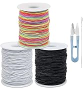Black White Colorful FIVEIZERO Elastic Bracelet String,1mm,1.2mm,1.5mm 3 Rolls Elastic Beading Co...