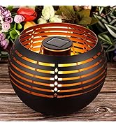 Solar Lanterns Outdoor Waterproof, Solar Table Lamp for Outside Patio, Metal Pot with Warm Yellow...