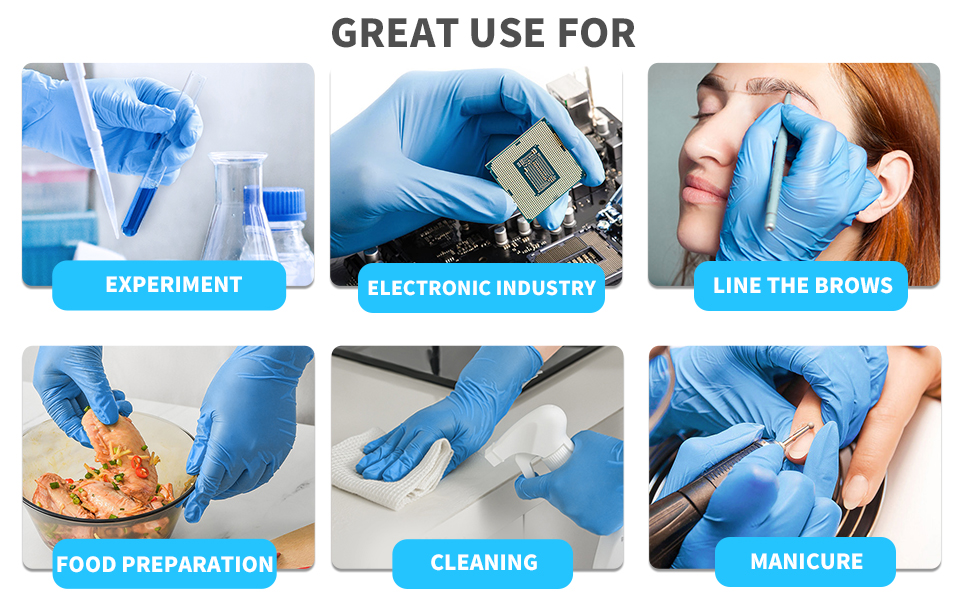 Purism Nitrile Gloves for food prep, lab experiments, cleaning, and beauty.