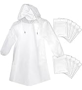 Cosowe Rain Ponchos Disposable for Adults Kids, Clear Emergency Raincoats with Hood Drawstring Sl...