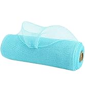 MEEDEE Light Blue Deco Mesh 10 Inch Rolls Deco Mesh Turquoise Basic Mesh Ribbon for Christmas Tre...