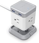 BESTEK Vertical Cube Power Strip with USB, Mountable Power Outlet Extender with 3 Outlets, 4 USB ...