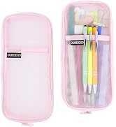 Pencil Case, Pink Pencil Pouch, Mesh Pencil Case, Clear Pencil Case With Zipper, Pencil Bag, Larg...