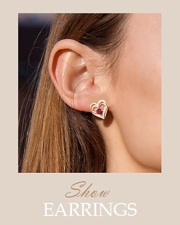 Birthstone Heart Stud Earring