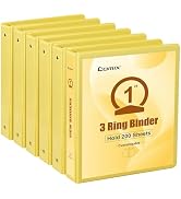 COMIX Standard 3 Ring Binder 1 inch with Clear View Cover, 1" Round Ring View Binder Holds 200 Sh...