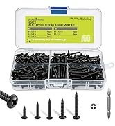 280PCS Self Tapping Screws Assortment Kit, #6 & #8 Phillips Pan Head Screws, Carbon Steel Black O...