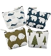 Canvas Coin Purse, iToolai Women's Animal Canvas Change Cash Bag Small Purse Wallets, Pack of 4