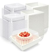 Nexboraque 100 Pack Small Charcuterie Boxes with Clear Lids, 5 Inch White Disposable Paper Bakery...