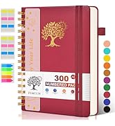 300 Numbered Pages A5 Spiral Notebook with Thick Lined Paper, Professional Leather Journal for Wr...