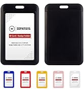 SOPHIYAYA 2 Pack Vertical Sliding Hard Plastic Badge Holder – Secures Work ID, Key Card, Credit C...