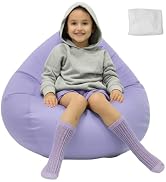 Tusrai Bean Bag Cover with Liner Only Washable Ultra Soft Stretch Faux Suede Velvety Bean Bag Cha...