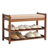 PETKABOO Shoe Rack Bench with Cushion, Entryway Bench Shoe Bench Shoe Storage Bench, Shoe Rack fo...