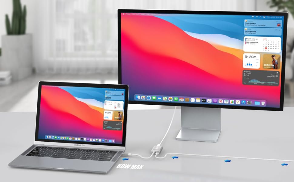 UPTab USB-C to Mini DisplayPort Adapter connected to Cinema Display Monitor