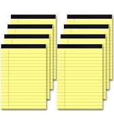 8 Pack Yellow Legal Pads 4x6 Note Pads Small Writing Pads 4x6 Narrow Ruled 80GSM Pads of Paper Ye...