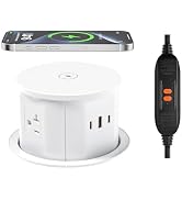 ANNQUAN 20 Amp GFCI Pop Up Outlet for Countertop with 15W Wireless Charger,Max 65W Power Delivery...