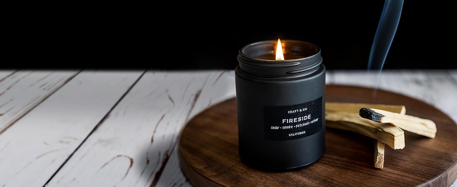woodwick long-lasting aromatherpy fireside scented candles for men winter holiday gift