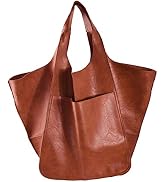 KlaOyer Large Tote Bags For Women,Huge Oversized Leather Tote Bag,Extra Large Capacity Bucket Pur...