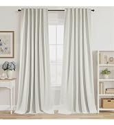 RYB HOME Ivory White 100% Blackout Curtains for Bedroom, Linen Drapes Back Tab&Rod Pocket, Therma...