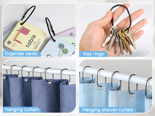 black shower curtain hooks