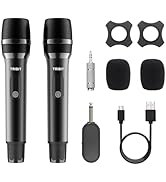 Tribit Wireless Microphone, Dual Handheld Cordless Dynamic Mic System with 2.4GHz Rechargeable Re...