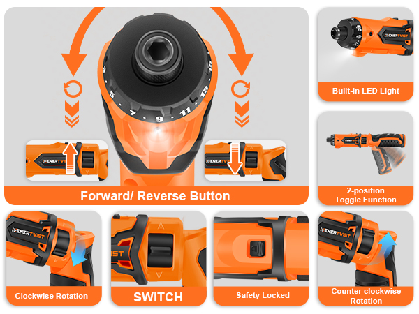 8V Cordless Electric Screwdriver Set with 1Hr Fast Rechargeable