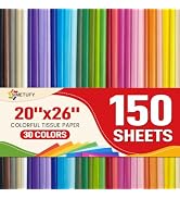 Simetufy 150 Sheets 20 x 26 Tissue Paper for Gift Bags 30 Rainbow Colors | Assorted Colored Gift ...